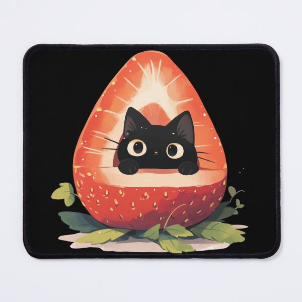 Item preview, black cat in a strawberry designed and sold by MendaciousMina.