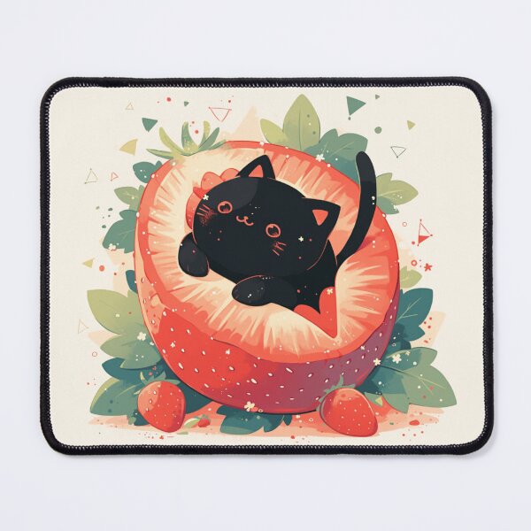 Item preview, black cat in a strawberry designed and sold by MendaciousMina.