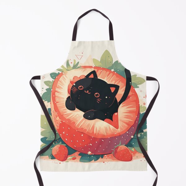 Item preview, black cat in a strawberry designed and sold by MendaciousMina.