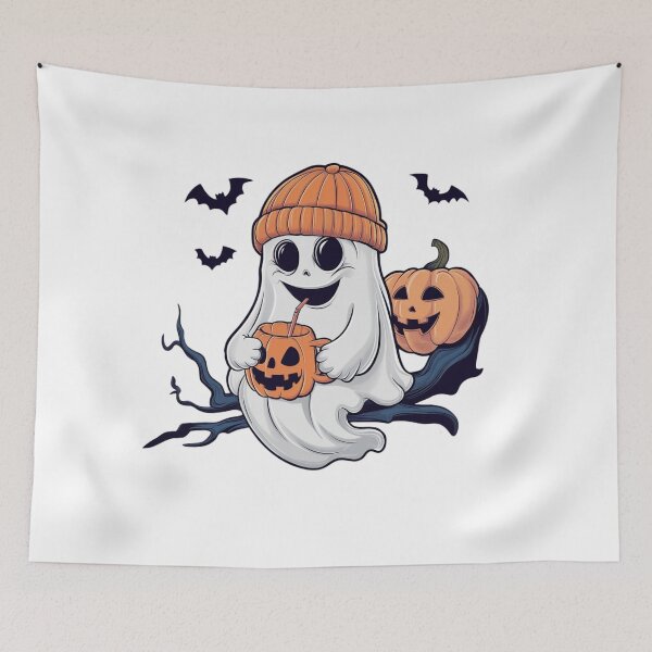 Item preview, Adorable Halloween Ghost with Pumpkin Drink - Cute Spooky Design designed and sold by blockshop.