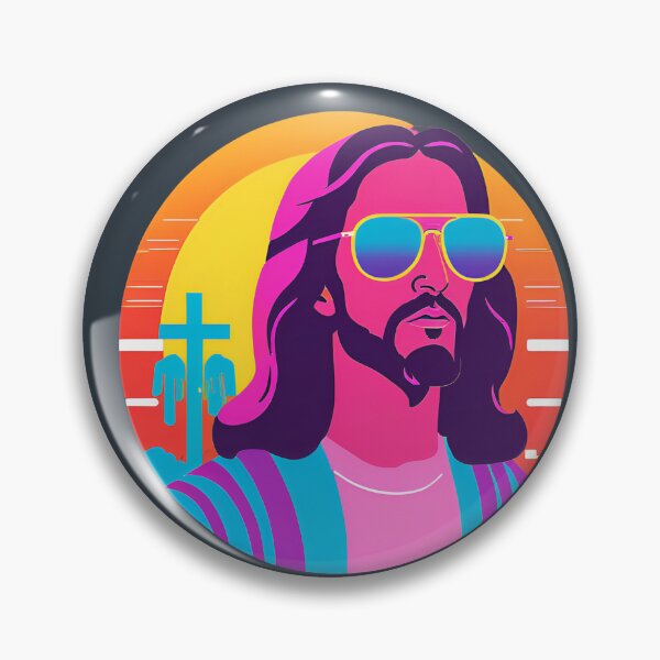 Item preview, Heavenly Cool Jesus with Retro Sunglasses Pop Art T-Shirt D19 designed and sold by pixelandcrafted.