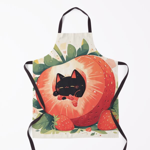 Item preview, black cat in a strawberry designed and sold by MendaciousMina.