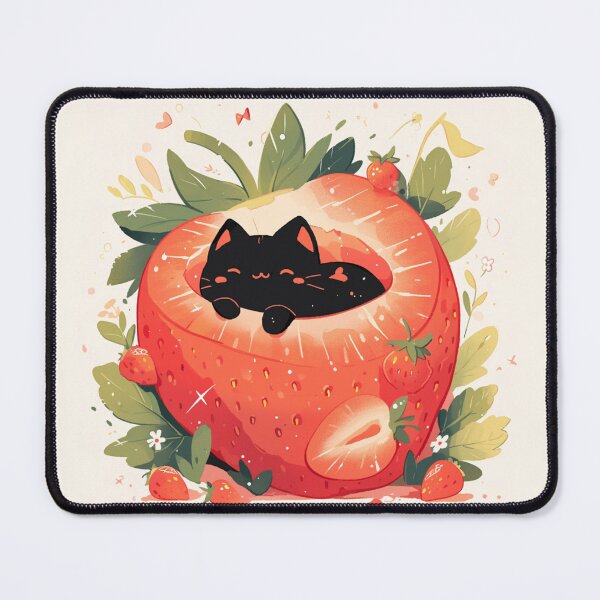 Item preview, black cat in a strawberry designed and sold by MendaciousMina.