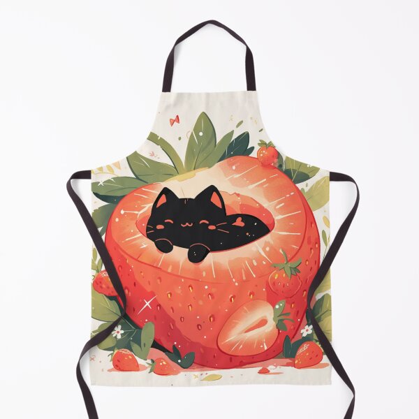 Item preview, black cat in a strawberry designed and sold by MendaciousMina.