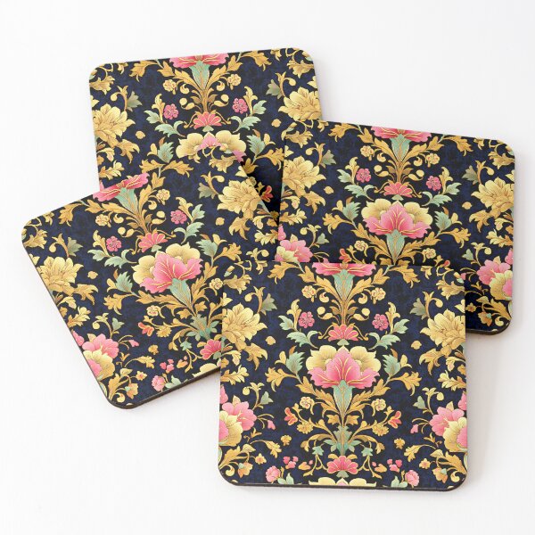 Item preview, Regal Blossom: Elegant Floral Tapestry in Pink and Gold designed and sold by Octavia Soldani.