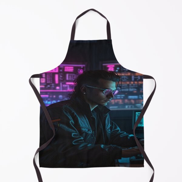 Item preview, Cyberpunk Hacker with Neon Screens in 1980s Tech Room designed and sold by PrintPulse-9.
