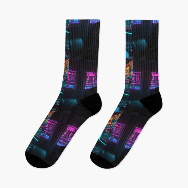 Item preview, Cyberpunk Hacker with Neon Screens in 1980s Tech Room designed and sold by PrintPulse-9.