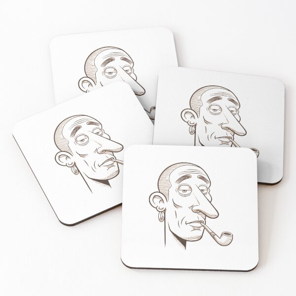 Item preview, Minimalist Cartoon Face with Pipe – Pencil Drawing Art designed and sold by Colorful-Garden.