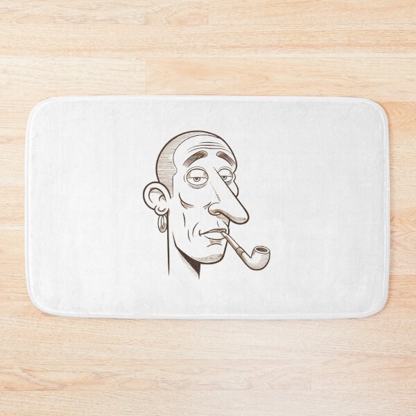 Item preview, Minimalist Cartoon Face with Pipe – Pencil Drawing Art designed and sold by Colorful-Garden.