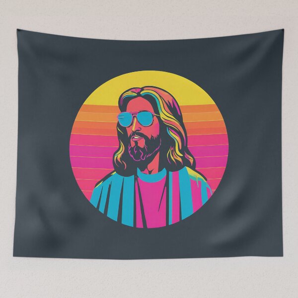 Item preview, Heavenly Cool Jesus with Retro Sunglasses Pop Art T-Shirt D21 designed and sold by pixelandcrafted.