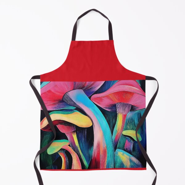 Item preview, Colorful Mushrooms with Elongated Stems and Caps Against Dark Background - Striking Contrast AI Generated designed and sold by OlfactoART Studio.
