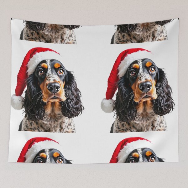 Item preview, Funny Cocker Spaniel dog wearing christmas hat designed and sold by LazyOwlStore.