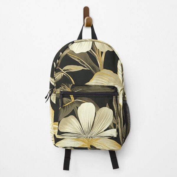 Item preview, Gilded Tropics: Subtle Leaf Elegance on Dark Canvas designed and sold by nouveaudecor.