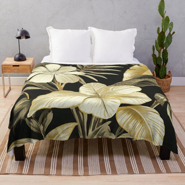 Item preview, Gilded Tropics: Subtle Leaf Elegance on Dark Canvas designed and sold by nouveaudecor.