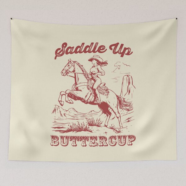 Item preview, Saddle Up Buttercup Vintage Western Cowgirl Riding A Horse designed and sold by petestyles.