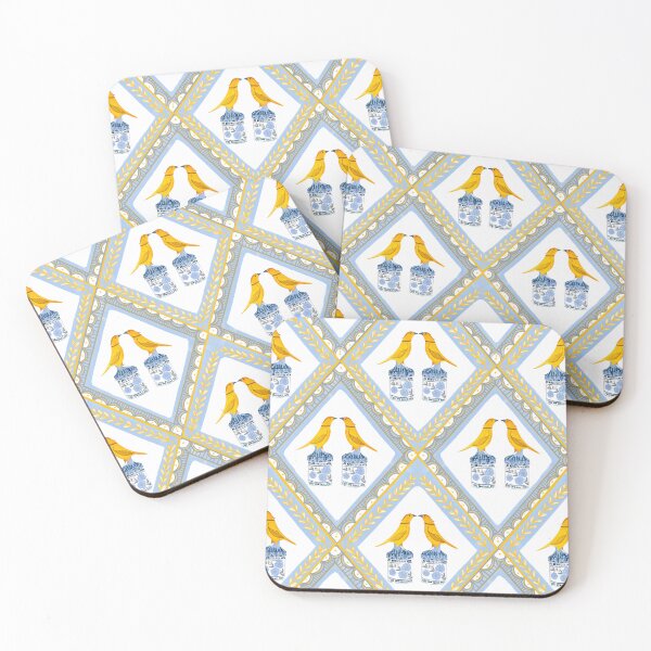 Item preview, Be Brave Little Bird | Elegant Yellow Bird and Vintage Jar Pattern by Jemma Jamie Skidmore designed and sold by Jemma Jamie Skidmore.