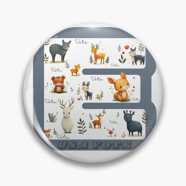 Item preview, cartoon drawings, watercolor paintings, vintage style, cute wild animals, birds, deer, rabbits, mice, wolves, mushrooms, leaves, with the word "vote" and the letters E designed and sold by CHOKCHAIVONGDEE.