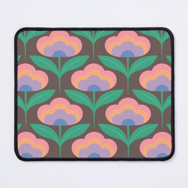 Item preview, Retro flower peach blues on light brown designed and sold by Guided by Light Art.