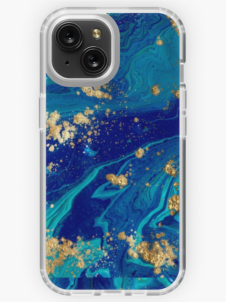 Navy Blue Gold Liquid Marble