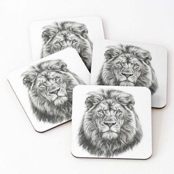 Item preview, Black and white lion pencil drawing designed and sold by Pencil-Art.