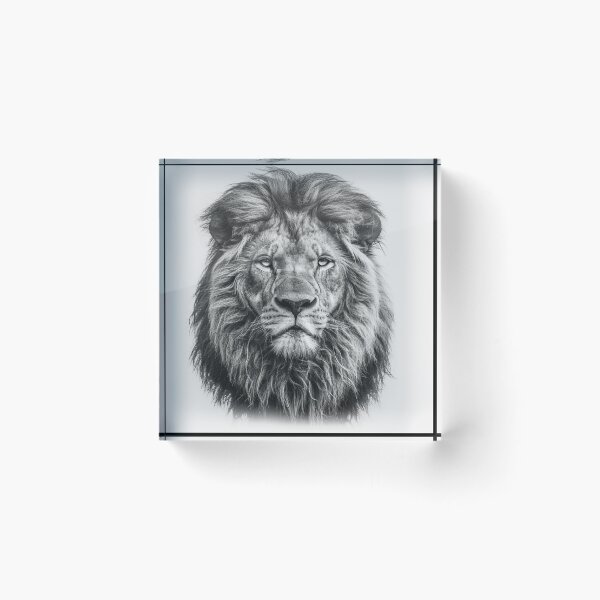 Item preview, Black and white lion pencil drawing designed and sold by Pencil-Art.