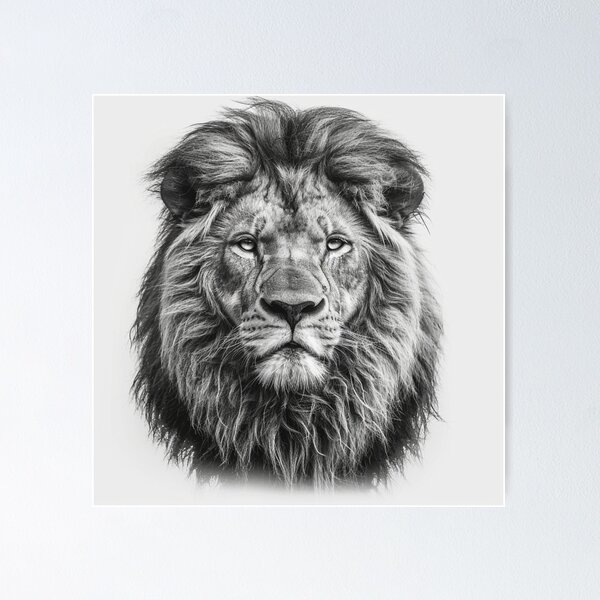 Aperçu de l'œuvre Dessin au crayon d'un lion noir et blanc créée et vendue par Pencil-Art.