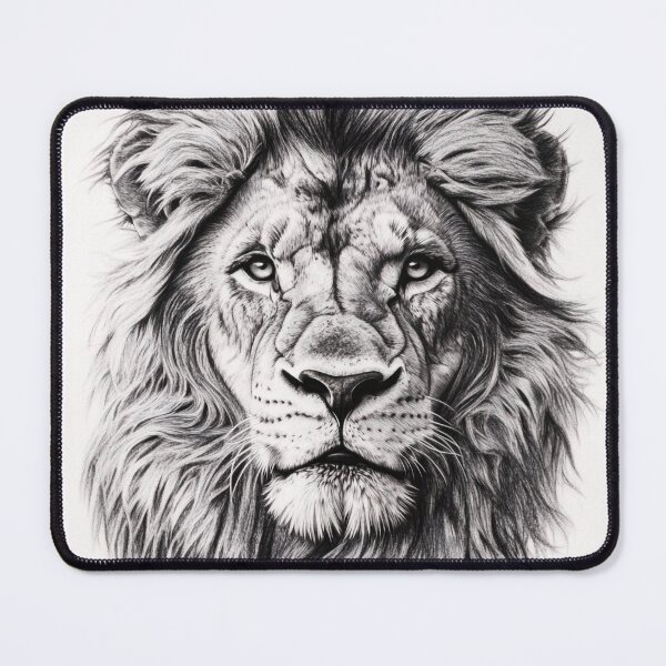 Item preview, Black and white lion pencil drawing designed and sold by Pencil-Art.