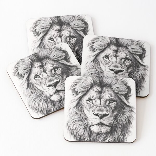 Item preview, Black and white lion pencil drawing designed and sold by Pencil-Art.