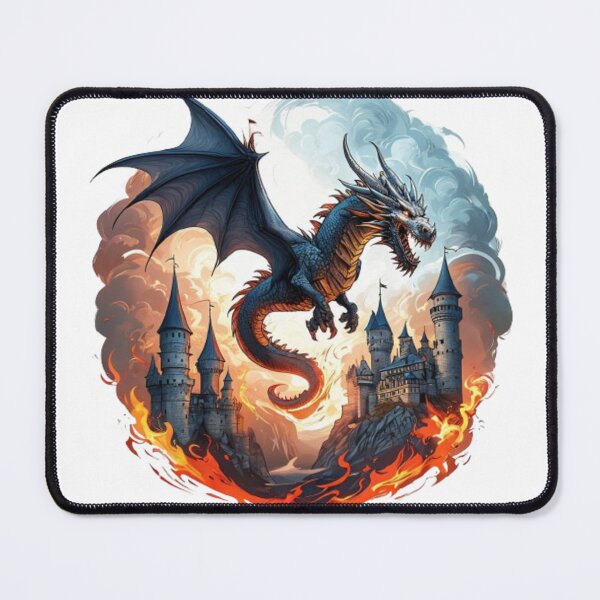 Item preview, Epic Dragon Flying Over Castles – Fantasy Art Print for Dreamers designed and sold by DITCHB .