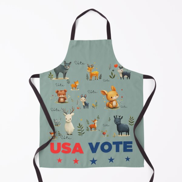 Item preview, USA Election Design, cartoon drawings, watercolor paintings, vintage style, cute wild animals, birds, deer, rabbits, mice, wolves, mushrooms, leaves, with the word "vote" designed and sold by CHOKCHAIVONGDEE.