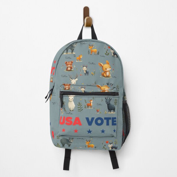 Item preview, USA Election Design, cartoon drawings, watercolor paintings, vintage style, cute wild animals, birds, deer, rabbits, mice, wolves, mushrooms, leaves, with the word "vote"  designed and sold by CHOKCHAIVONGDEE.