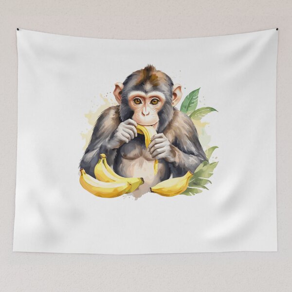 Item preview, Watercolor Monkey Eats a Banana designed and sold by MaateoDesign.