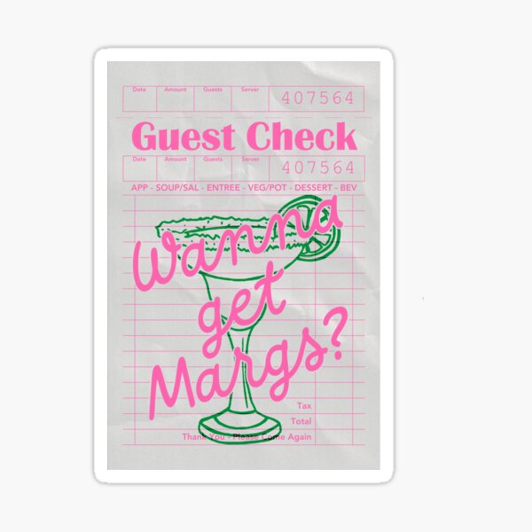 Item preview, Wanna Get Margs? Pink Aesthetic Guest Check  designed and sold by Creative Brat Design Studio.