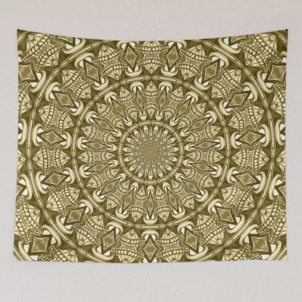 Item preview, Zentangle Tribal Monochrome Mandala 7 - Olive Green designed and sold by taiche.