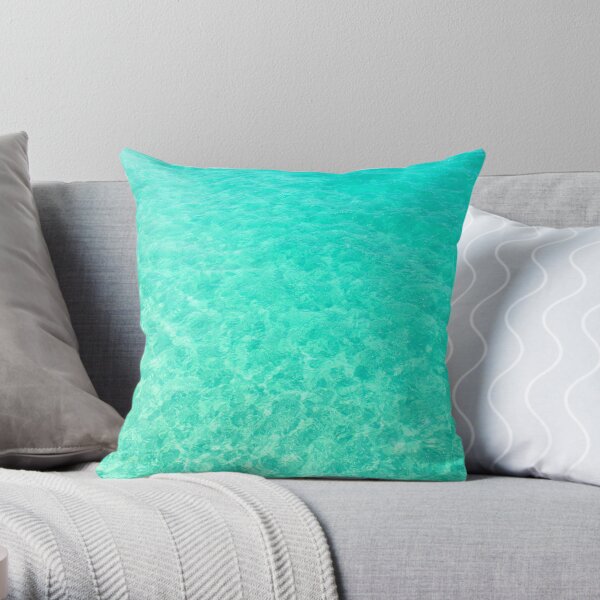 KD Spain — Palm Leaf Teal Tropical Woodblock Style Colorful Throw Pillow  Accent Decor