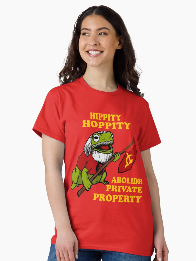 Imagen 2 de 7, Camiseta clásica con la obra HIPPITY HOPPITY ABOLIDH PROPIEDAD PRIVADA, diseñada y vendida por aogada.