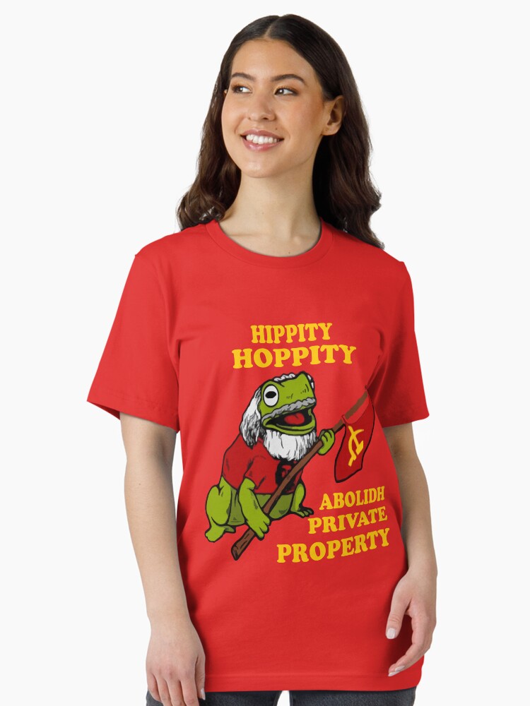Imagen 2 de 7, Camiseta esencial con la obra HIPPITY HOPPITY ABOLIDH PROPIEDAD PRIVADA, diseñada y vendida por aogada.