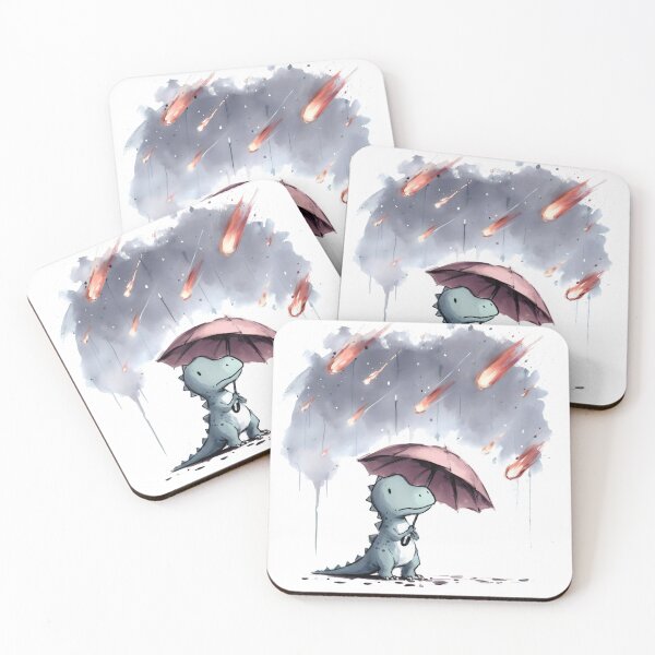 Item preview, Sad Dinosaur with Umbrella and Falling Meteorites designed and sold by Slick-Waffles.