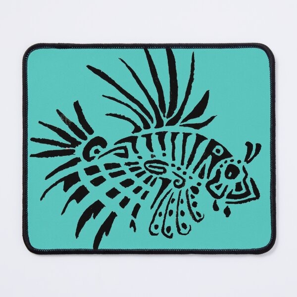 Item preview, Lionfish Tattoo - turquoise background designed and sold by Zamen.