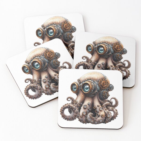 Item preview, Steampunk Octopus-Steampunk Octopus with Goggles and Gears designed and sold by Creet-Design.