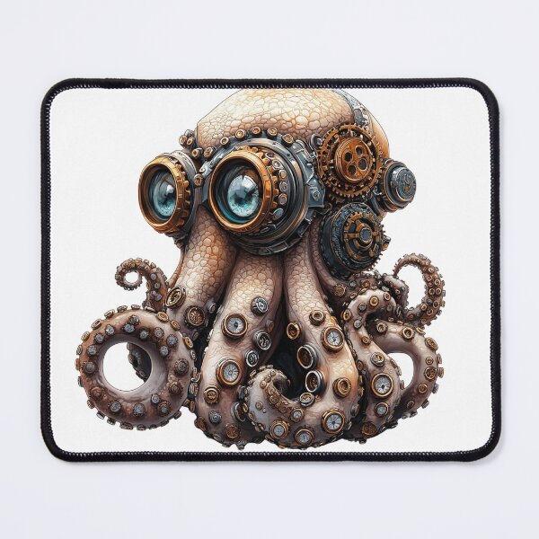 Item preview, Steampunk Octopus-Steampunk Octopus with Goggles and Gears designed and sold by Creet-Design.