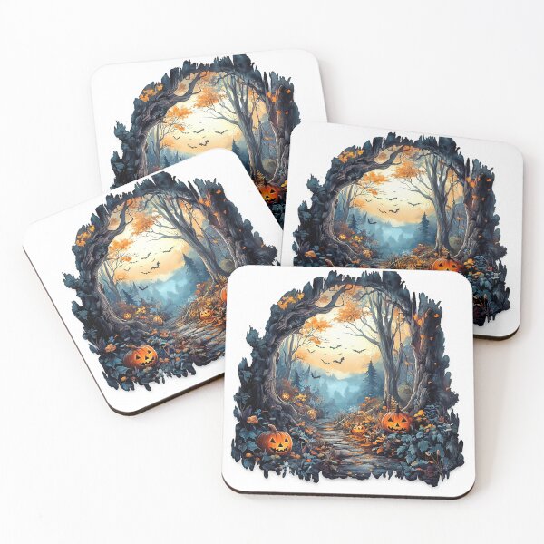 Item preview, Pumpkin-Lined Trail-Mystical Forest Entrance with Autumn Foliage designed and sold by Creet-Design.