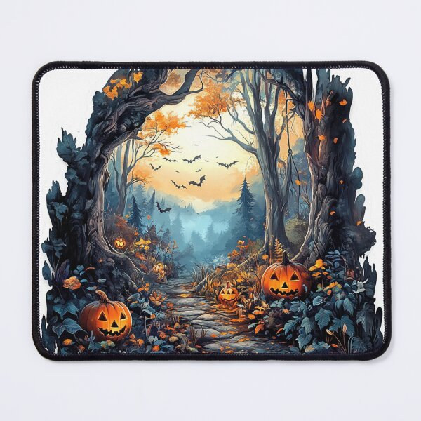 Item preview, Pumpkin-Lined Trail-Mystical Forest Entrance with Autumn Foliage designed and sold by Creet-Design.