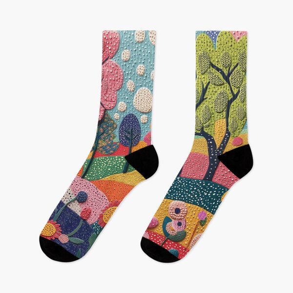 Item preview, Polka Dot Paradise, Folk Art 3D, Floral Texture Landscape designed and sold by Neika Shimm Designs.