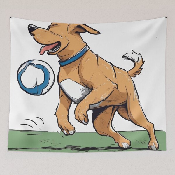 Item preview, Happy Dog Jumping Playing Ball designed and sold by butikoshop.