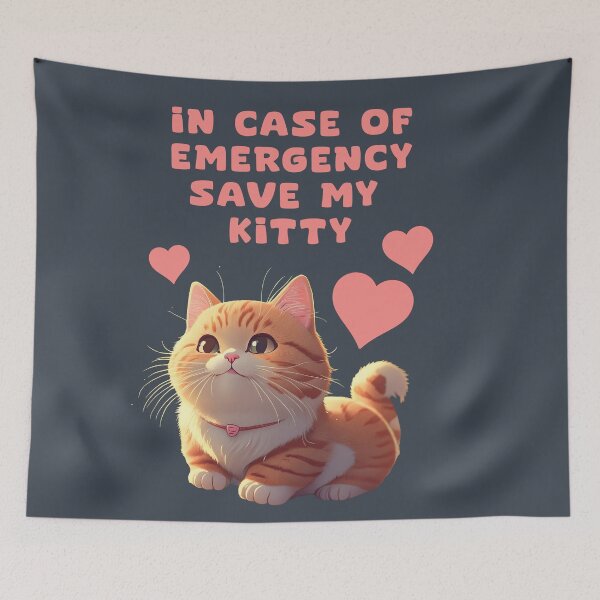 Item preview, In case of emergency save my kitty, KAWAII ILLUSTRATION designed and sold by La Loca.
