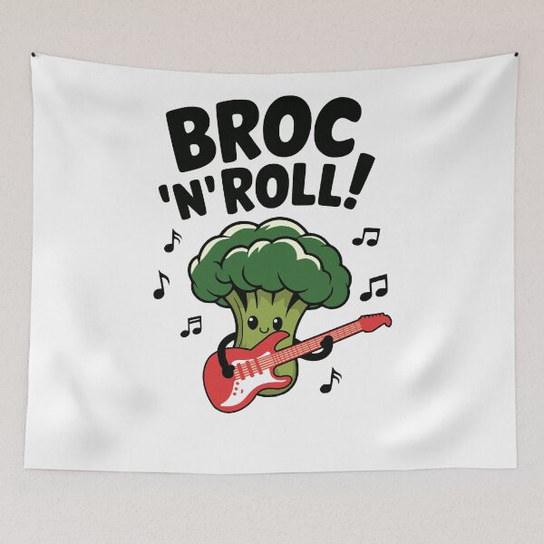 Item preview, Broc 'N' Roll! Cute Broccoli Music Pun designed and sold by PMCreative.