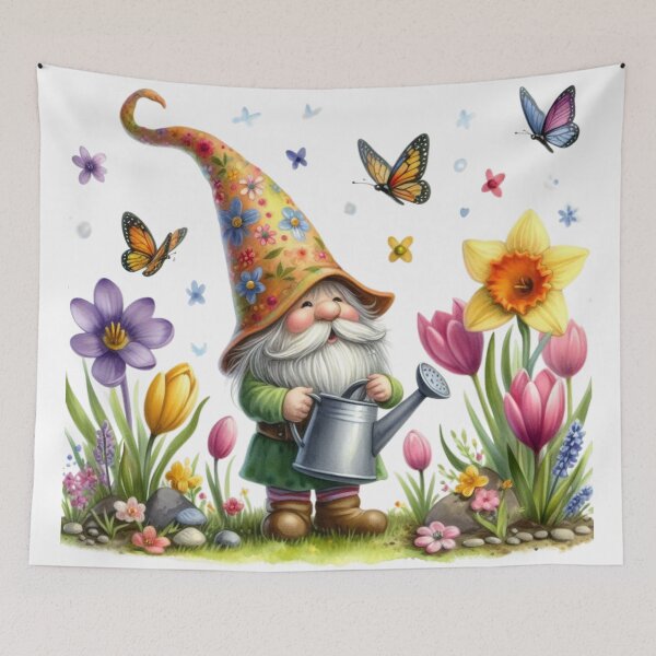 Item preview, Gnome,Flowers,Butterfly,Spring designed and sold by deniz kaya.