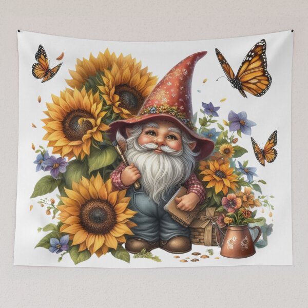 Item preview, Gnome,Sunflowers,Butterfly designed and sold by deniz kaya.