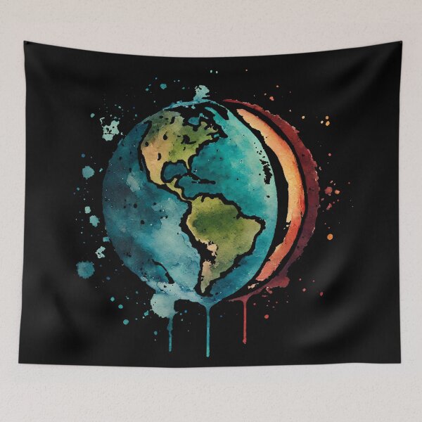 Item preview, Watercolor Earth: Abstract Planet Art designed and sold by LuminShadowArt.